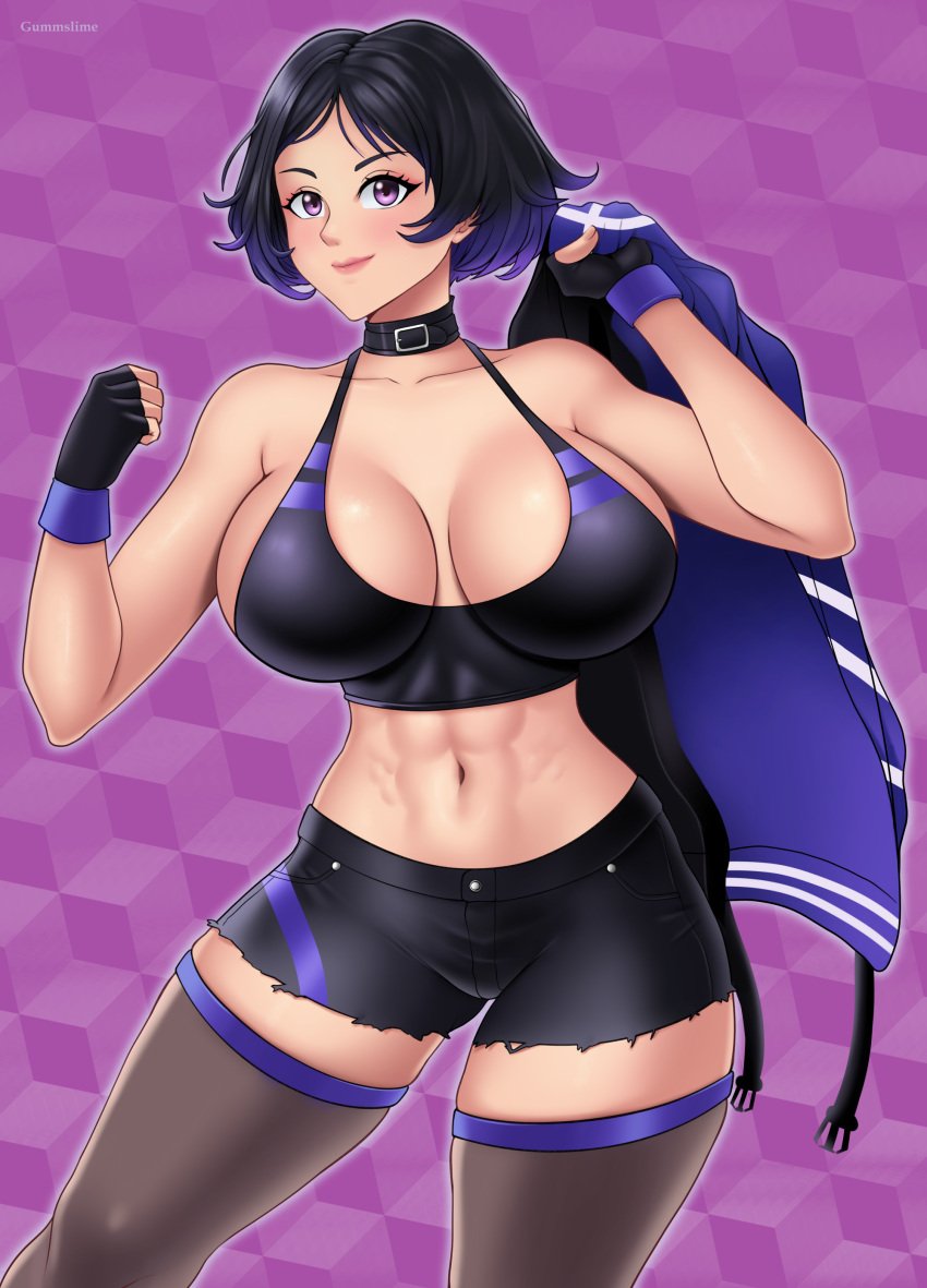 abs big_ass big_breasts cleavage female female_only gummslime reina_mishima sideboob tekken tekken_8 thick_thighs torn_clothes