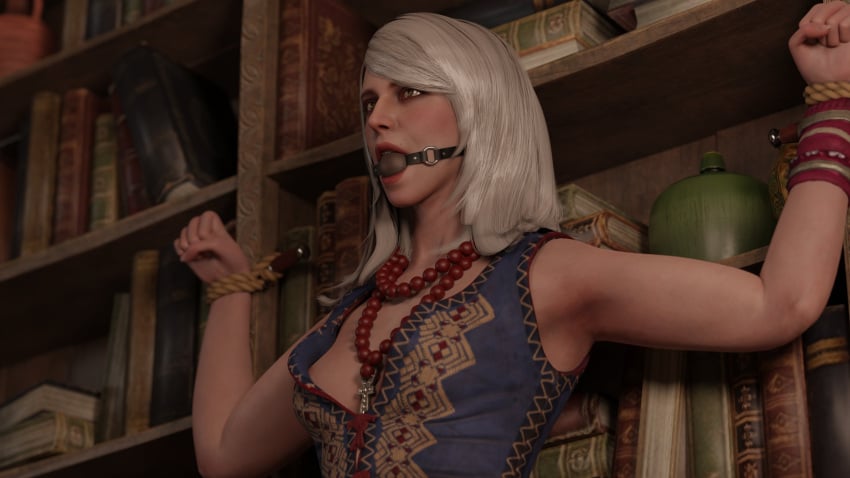 1girls 3d ball_gag blonde_hair bondage bound bound_wrists cd_projekt_red gag gagged imminent_rape imminent_sex keira_metz light-skinned_female medium_hair milf novigrad petite rindekey rope_bondage skinny slim sorceress the_witcher_(series) the_witcher_3:_wild_hunt tied_hands tied_up white_hair yellow_eyes