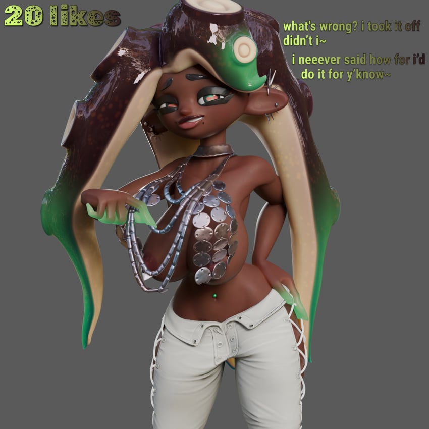 3d breasts chains ebony grand_festival_(splatfest) huge_breasts image marina_(grand_festival) marina_(splatoon) octoling octoling_girl seductive simsalabime smug smug_grin splatfest splatoon tagme team_present_(splatfest) teasing text