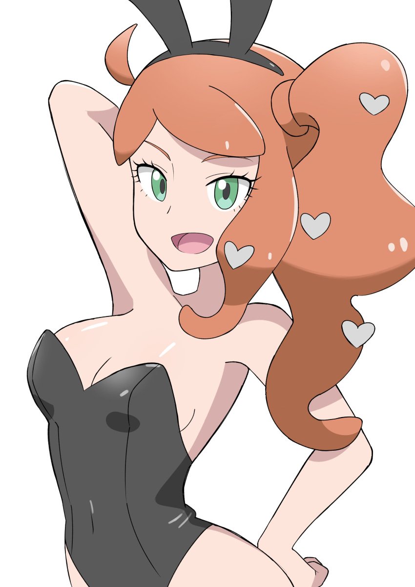 1120lillie black_clothing black_rubber breasts clothing female female_only human open_mouth pokemon rubber rubber_clothing smile solo sonia_(pokemon) tagme