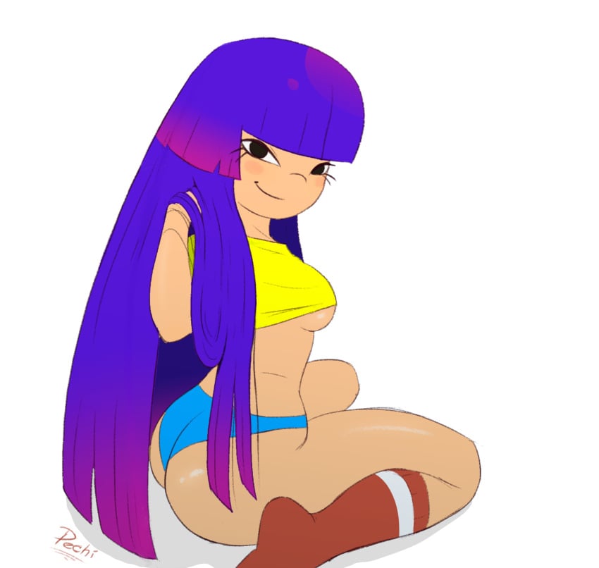 1girls adjusting_hair asian ass bangs big_ass black_eyes blue_hair blue_panties blunt_bangs blush blush_stickers breasts butt_crack crop_top dat_ass eyelashes female female_only glitch_techs gradient_hair highres human kneesocks long_hair looking_at_viewer medium_breasts miko_kubota nickelodeon panties pechi pink_hair posing sideboob signature simple_background sitting smile socks solo two_tone_hair underboob very_long_hair wariza white_background