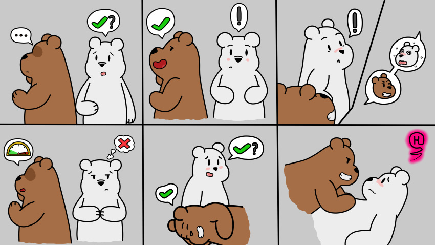 brown_fur furry furry_only grizzly_(wbb) ice_bear kakau221 we_bare_bears white_fur yaoi