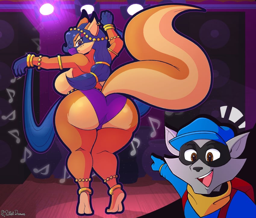 belly_dancer belly_dancer_outfit big_ass big_breasts breasts bubble_butt carmelita_fox huge_ass iamaneagle_(artist) outletdraws sly_cooper sly_cooper_(series) soyjak