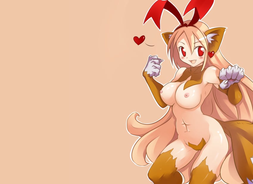 animal_ears breasts cosplay disgaea disgaea_1 flonne flonne_(fallen_angel) furry high_resolution legitimate_variation long_hair nekomata_(disgaea) nekomimi nipples nippon_ichi_software oerba_yun_fang red_eyes