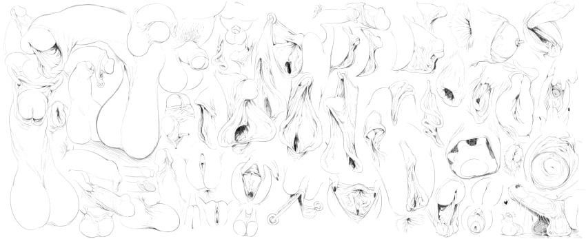 balls cervix clitoral_hood clitoris female foreskin genital_piercing genitals hi_res labia_piercing male monochrome penis piercing pussy pussy_piercing sketch_page spread_pussy spreading sunibee