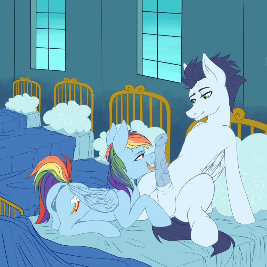 1:1 anus bakas0baka balls bed duo equid equine fellatio female feral friendship_is_magic furniture furry genitals hi_res horse male mammal my_little_pony oral penile penis pony pterippus pussy rainbow_dash_(mlp) sex soarin_(mlp) straight wings wonderbolts_(mlp)