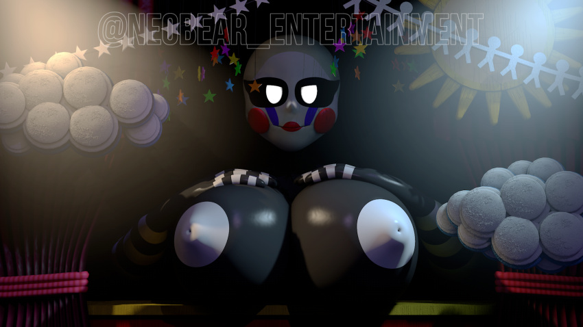 big_breasts big_nipples black_eyes black_skin classic_fnaf_2_marionette classic_fnaf_2_puppet five_nights_at_freddy's five_nights_at_freddy's_2 marionette_(fnaf) neobear_entertainment neobear_entertainment_(artist) no_bra original_fnaf_2_marionette original_fnaf_2_puppet puppet_(fnaf) white_nipples white_pupils