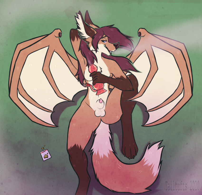 1futa animal_genitalia animal_penis anthro baggy balls bat_wings bong breasts brown_body brown_fur canid canine chest_tuft chiropteran claws digital_media_(artwork) dime_bag drugs fangs feet fox fully_sheathed fur furry futanari genitals gynomorph hair half-erect hand_behind_head hi_res holding_object hybrid inner_ear_fluff intersex lips long_tail lying mammal marijuana membrane_(anatomy) membranous_wings nude on_back open_mouth paws penis penis_tip purple_hair sheath signature simple_background small_balls smoke smoke_from_mouth solo solo_futa spread_legs spread_wings spreading stoned substance_intoxication tailtufts teeth toes tuft watermark white_body white_fur wings