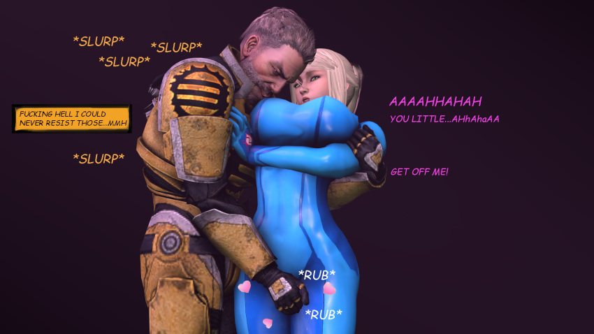 3d big_breasts bitter_babe bodysuit breast_sucking fingering green_eyes ironside metroid molestation nintendo ponytail rape rubbing rubbing_pussy samus_aran sarah_bryant_(model) sidelocks text