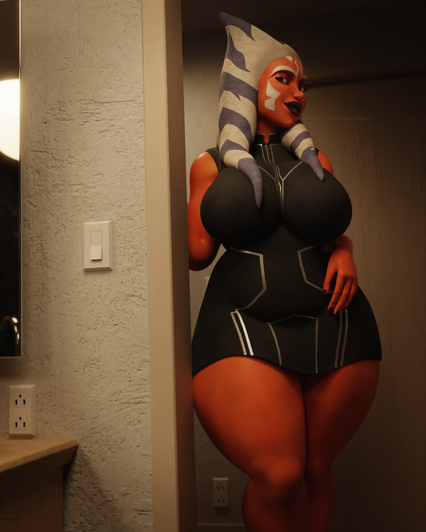 1girls 3d ahsoka_tano big_breasts coolmaster98 female female_only huge_breasts looking_at_viewer solo star_wars the_clone_wars:_season_seven thick_thighs togruta voluptuous