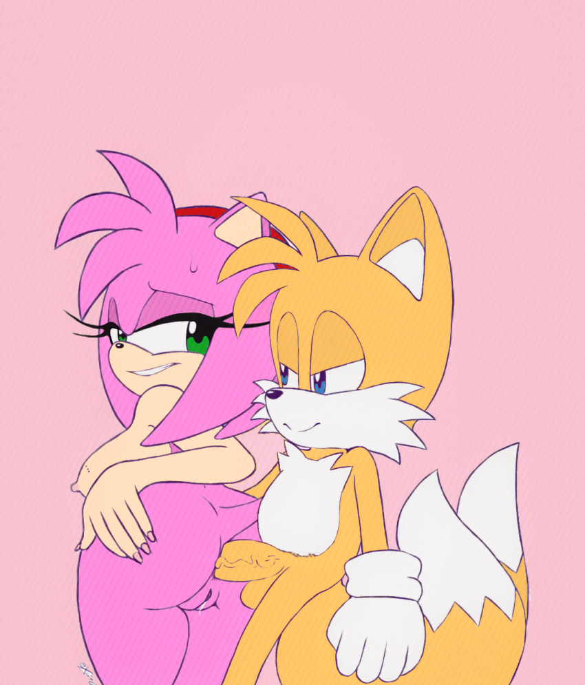 amy_rose anal anthro ass colored edit excito fox hedgehog penis pussy sega sideboob sonic_(series) straight tails third-party_edit veiny_penis