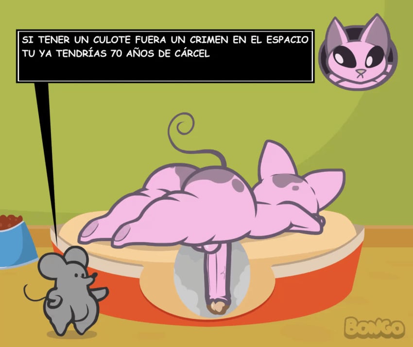 animated ass big_butt big_penis bonguitoweon duo felid feline feral genitals humanoid_genitalia humanoid_penis jiggling kid_vs._kat male mammal mouse mr._kat murid murine penis rodent spanish_text text thick_thighs translation_check translation_request wiggle