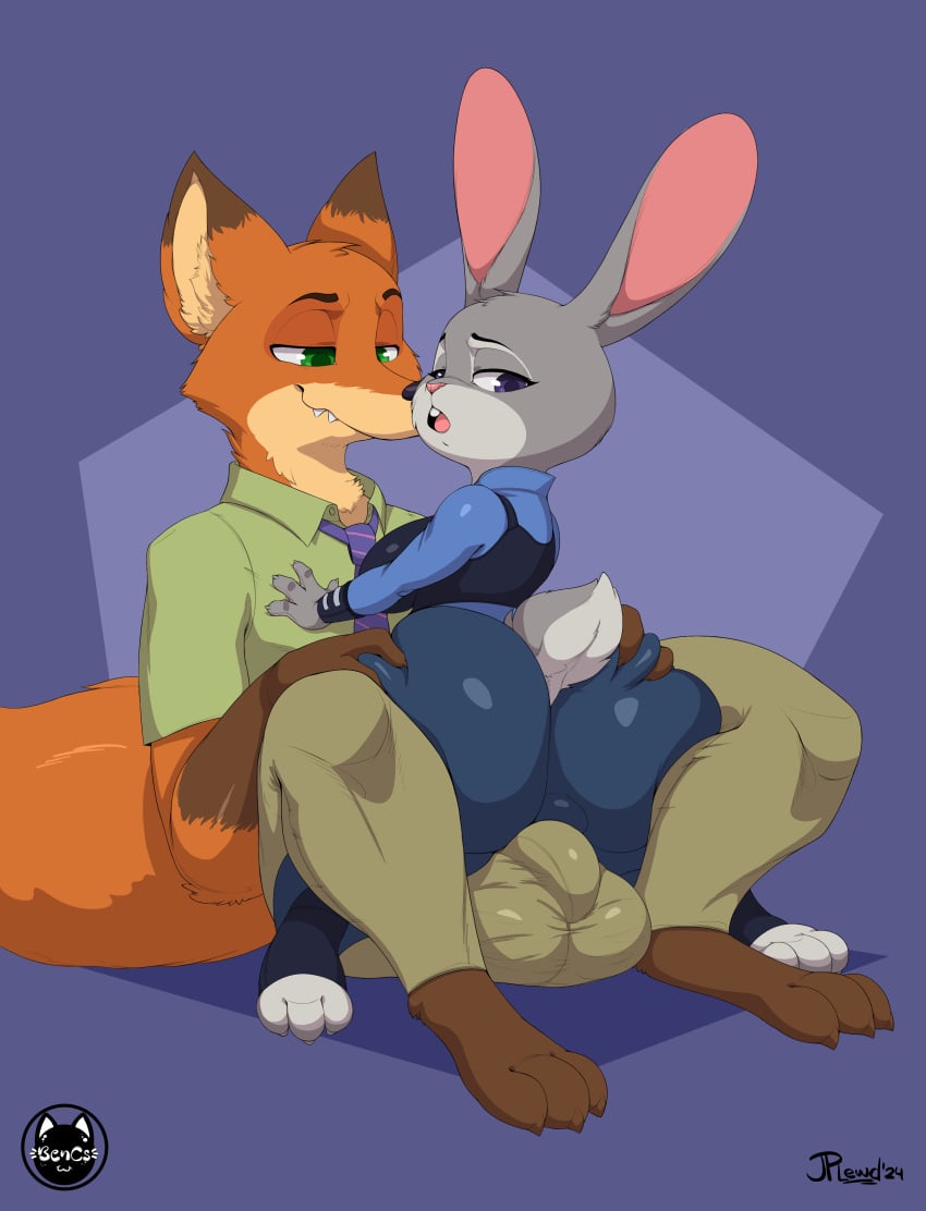 1boy 1girls anthro ass ass_grab bencs big_ass bottom_heavy breasts bubble_butt bulge bulge_through_clothing clothing colored_line_art dat_ass fat_ass female fox huge_ass joaoppereiraus judy_hopps lagomorph large_ass male nick_wilde police_uniform policewoman rabbit thick_ass thick_thighs wide_hips zootopia