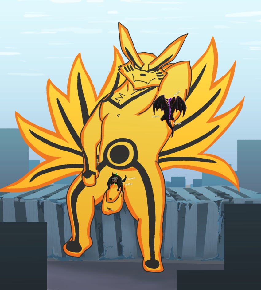 absurd_res american_dragon:_jake_long anthro armpit_sniffing asdf16 balls canid canine danny_phantom dark_dragon_(american_dragon) disney extreme_size_difference flaccid fox genitals hi_res humanoid_genitalia humanoid_penis humping kurama macro male mammal naruto naruto_shippuden nickelodeon penis size_difference sniffing tailed_beast wulf_(danny_phantom)