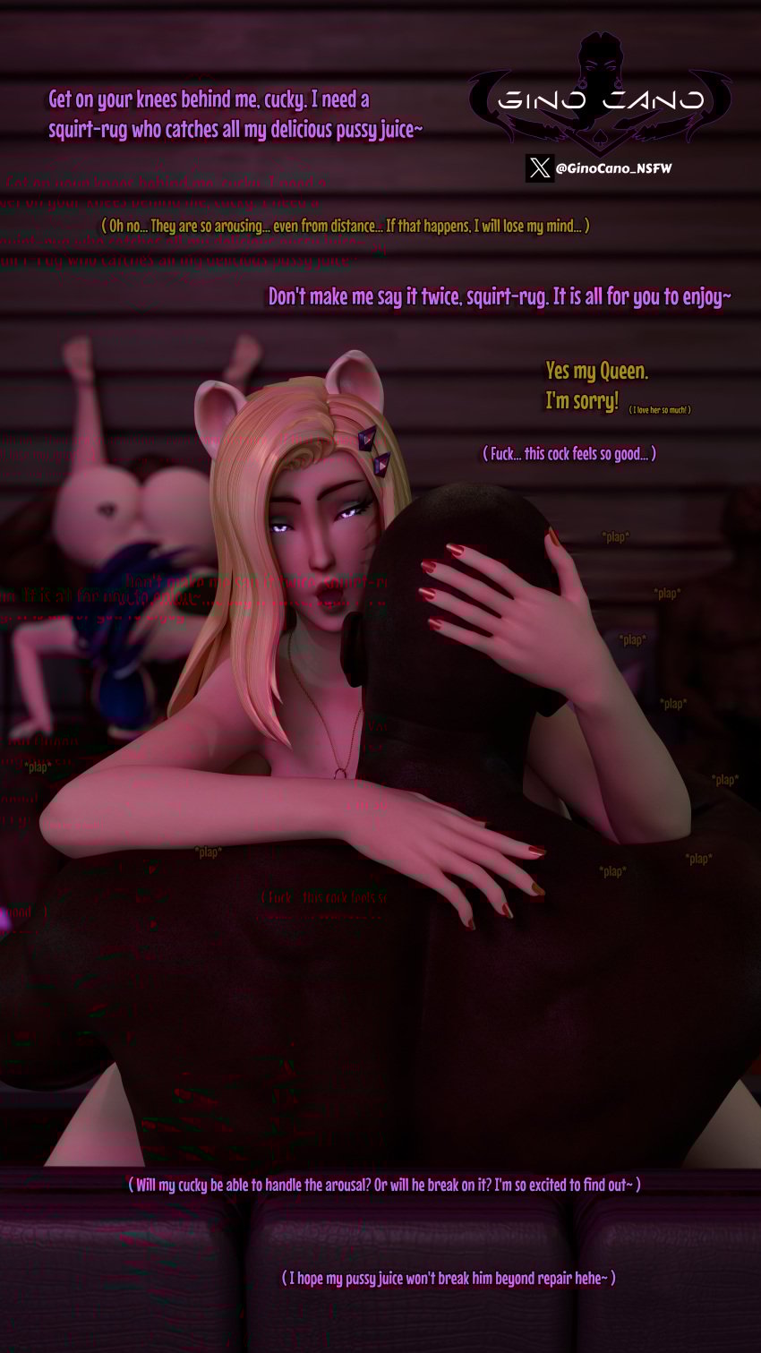 2girls 3d ahri akali big_breasts blonde_hair blowjob blue_eyes blue_hair breast_tattoo breasts caption cowgirl_position cuckold cuckold_pov dark-skinned_male dark_skin female fox_ears gino_cano_(artist) huge_ass huge_breasts humiliation in_front_of_cuckold interracial k/da_ahri k/da_all_out_ahri k/da_all_out_akali k/da_all_out_series league_of_legends light-skinned_female light_skin long_hair long_nails looking_at_viewer multicolored_hair muscular muscular_male open_mouth pov qos qos_tattoo queen_of_spades riot_games self_upload sex spade_tattoo tagme tail tattoo thick tied_hair vastaya voluptuous wide_hips