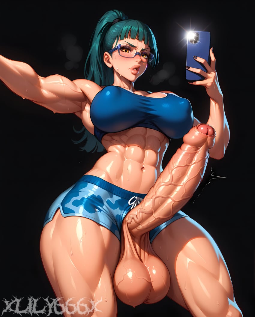 1futa 2d 4k abs ai_generated areolae armpits balls bangs biceps blue_shorts blue_sports_bra blunt_bangs blush breasts brown_eyes cellphone clothing covered_nipples erection eyewear foreskin futa_only futanari glasses green_hair hi_res highres holding holding_object holding_phone huge_breasts huge_cock intersex jujutsu_kaisen large_breasts large_penis large_testicles light_skin lips long_hair looking_at_viewer muscles muscular muscular_futa muscular_intersex nail_polish navel nipples obliques parted_lips partially_retracted_foreskin penis phone pony_diffusion_xl ponytail precum retracted_foreskin shorts smartphone solo sports_bra stable_diffusion standing sweat testicles thick_thighs thighs twitching_penis uncensored uncircumcised underwear veins veiny_penis wide_hips xlily666x zenin_maki