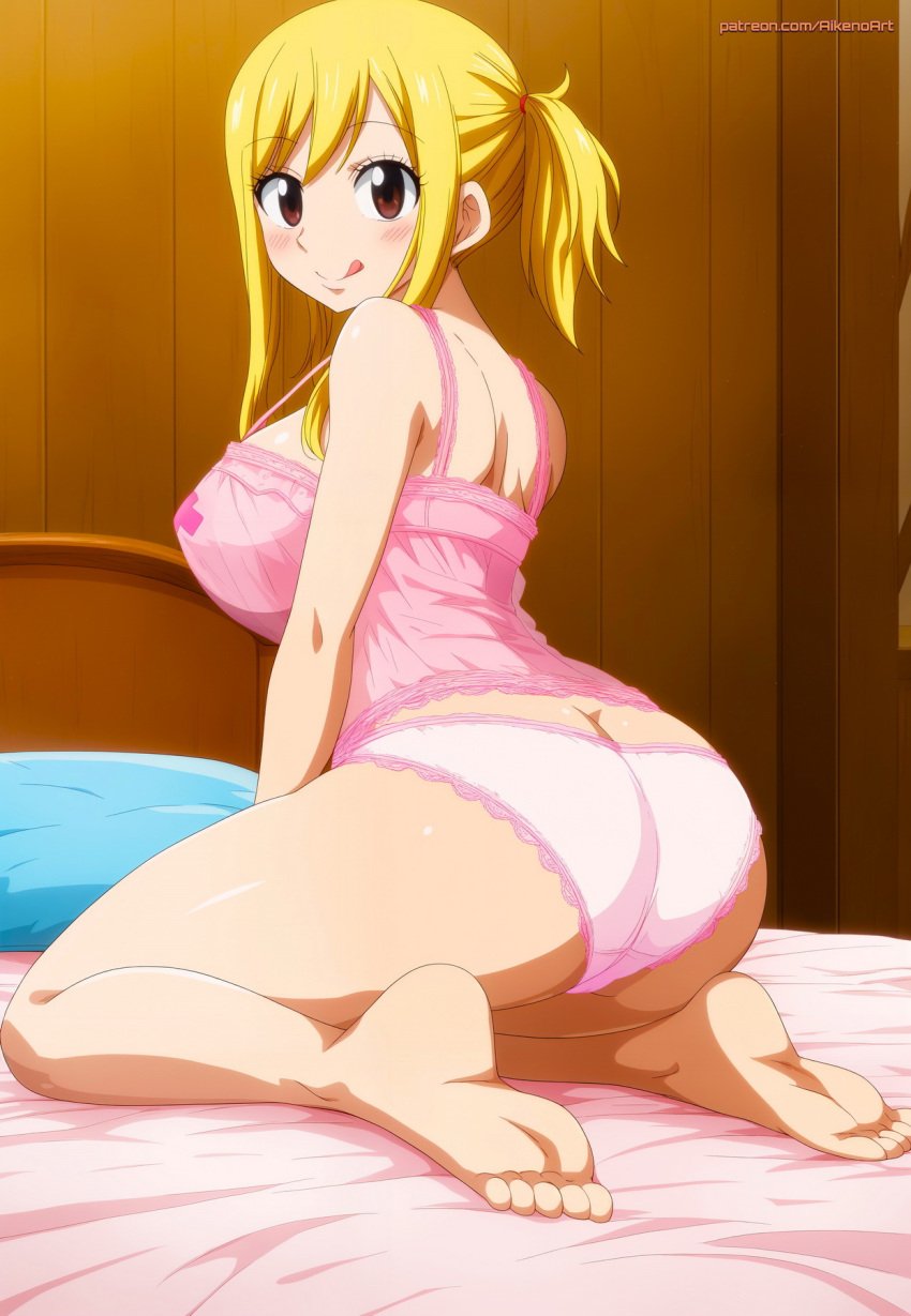 1girls 2025 2d ai_generated aikenoart anus bedroom big_ass big_breasts blonde_hair breasts brown_eyes chocolate_starfish commission erect_nipples fairy_tail feet feet_up female horny_female human_female humanoid inviting looking_at_viewer looking_back lucy_heartfilia nude_female on_bed open_mouth outside panties ponytails posing tagme wet_pussy