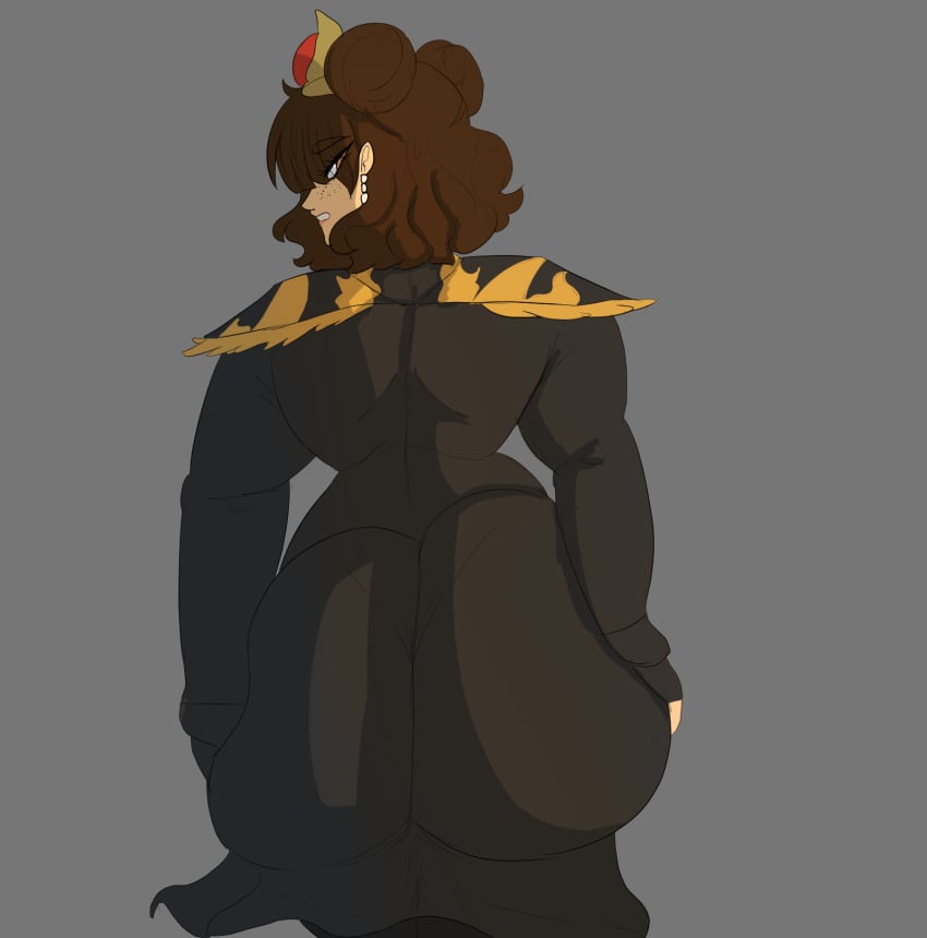 1boy ares ares_(melissaalli) big_ass big_butt brown_hair buns chains character_request crown dark_clothing dark_hair earring femboy huge_ass huge_butt long_hair male melissaalli oc onomatopoeia original_character prince space_buns squeezing_ass squeezing_butt squeezing_own_ass squeezing_own_butt tagme wide_hips