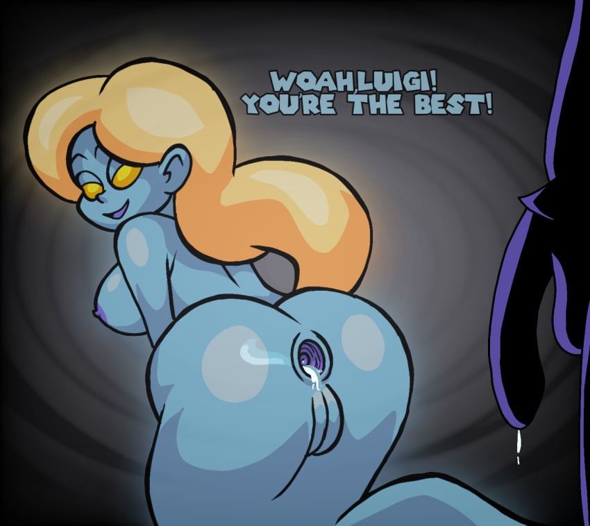 after_sex anal ass asshole cum cum_dripping_from_penis cum_inside dat_ass dialogue ghost halloween luigi luigi's_mansion mario_(series) melody_pianissima nintendo pubic_hair pussy vagina