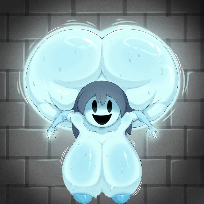 1girls arm_sleeves big_ass big_breasts big_thighs blue_body blue_hair fat_ass female ghost ghost_girl huge_ass huge_breasts huge_thighs in_wall megamor nipples scary_face scary_smile smile spooky's_house_of_jump_scares spooky_(shojs) stuck_in_wall sweat sweatdrop sweating thick_thighs through_wall tremble_lines trembling voluptuous voluptuous_female wall