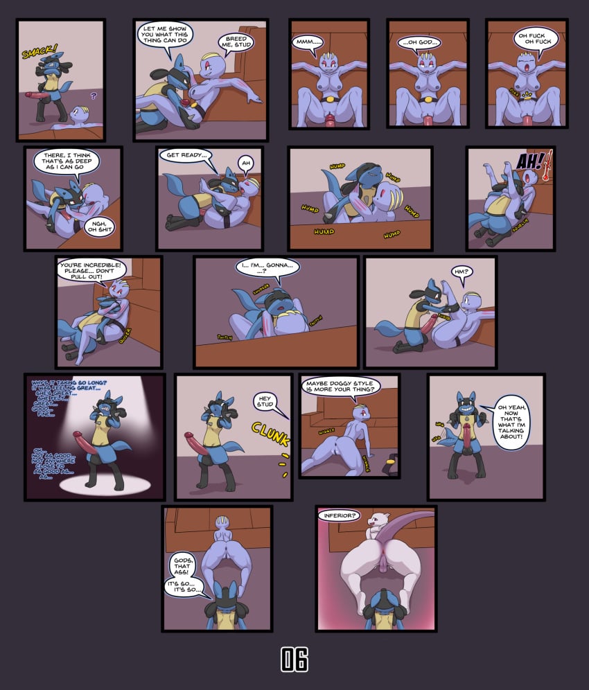 1girls 2020 2boys ? anthro anthro_only anthrofied anus ass big_ass big_penis breasts comic dialogue english_text female furry hi_res interspecies larger_male legendary_pokémon lucario machoke male mewtwo mintyskin mykiio nintendo nipples original_character penetration penis pokemon pokemon_(species) pokemon_dppt pokemon_rgby pussy sex size_difference smaller_male testicles text thick_thighs vaginal_penetration video_games wide_hips