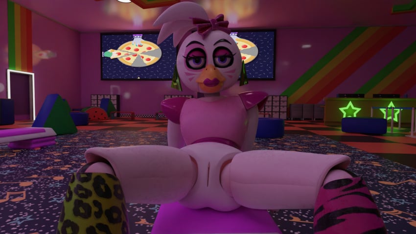 animatronic artist_request bottomless chicken five_nights_at_freddy's five_nights_at_freddy's:_security_breach glamrock_chica_(ashleyorange) glamrock_chica_(fnaf) looking_at_viewer presenting_pussy pussy solo spread_legs