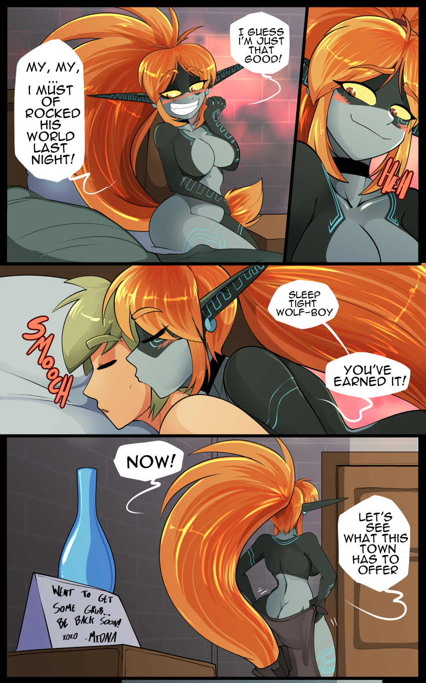 big_ass big_breasts bubble_butt comic comic_page couple link link_(twilight_princess) midna page_4 the_legend_of_zelda thick_thighs twilight_princess vale-city vale_city valecity weight_gain wholesome wide_hips