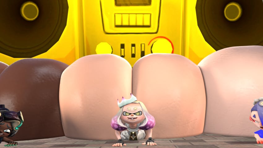 3d 3d_(artwork) 3girls alternate_version_available ass_bigger_than_body ass_bigger_than_head ass_bigger_than_torso ass_focus colossal_ass dentolsfm gold_boombox_(prevence) happy hyper hyper_ass immobile looking_at_viewer marina_(splatoon) meat_wall_(body_type) multiple_girls pearl_(splatoon) pearl_redraw_(prevence) sfm shiver_(splatoon) smile source_filmmaker splatoon splatoon_(series) too_big_to_move twerk_hypnosis