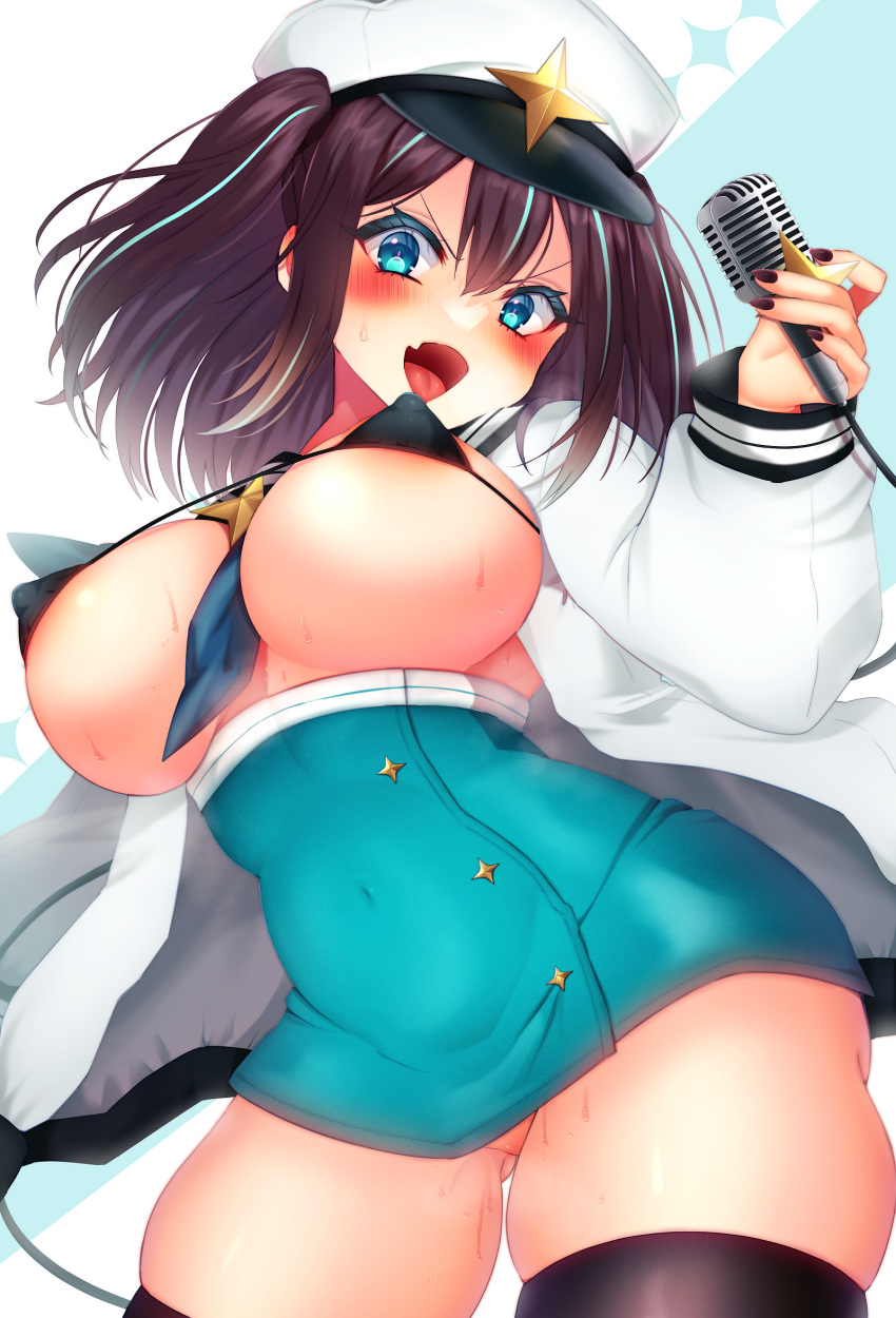 17ho_10ban 1girls akoya_matama bikini_top breasts female female_only large_breasts loco_musica mahou_shoujo_ni_akogarete open_clothes skimpy_bikini solo thick_thighs thighs