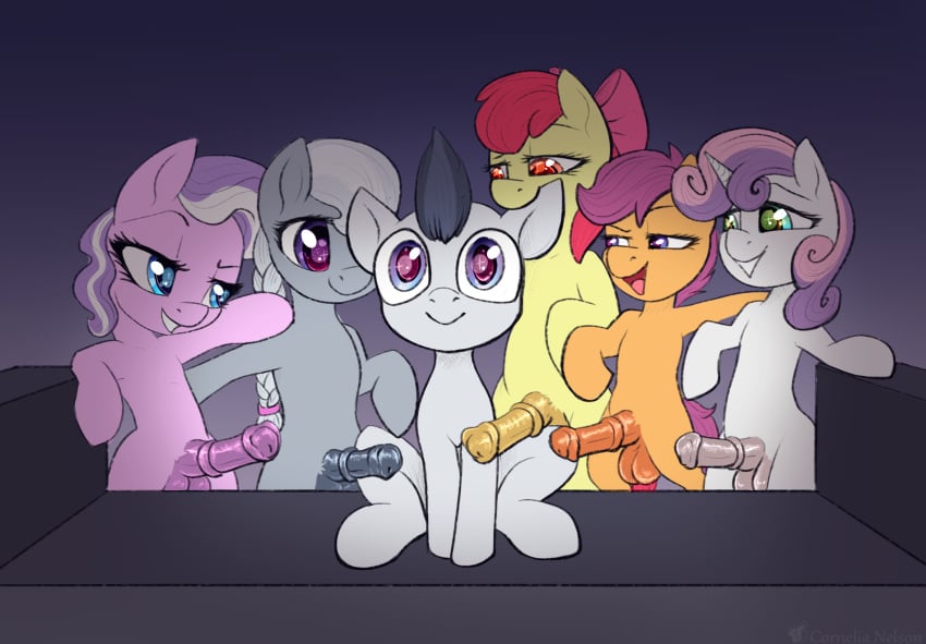 animal_genitalia animal_penis apple_bloom_(mlp) bite cornelia_nelson cub cutie_mark_crusaders diamond_tiara_(mlp) ear_bite earth_pony equid equine equine_genitalia equine_penis feral friendship_is_magic fur furry futa_with_male futanari grey_body grey_fur hasbro horse horsecock male mammal my_little_pony orange_body orange_fur pegasus penis pink_body pink_fur pink_hair pony purple_hair red_hair rumble_(mlp) scootaloo_(mlp) silver_spoon_(mlp) sitting small_penis smile sweetie_belle_(mlp) unicorn white_body white_fur yellow_body yellow_fur young