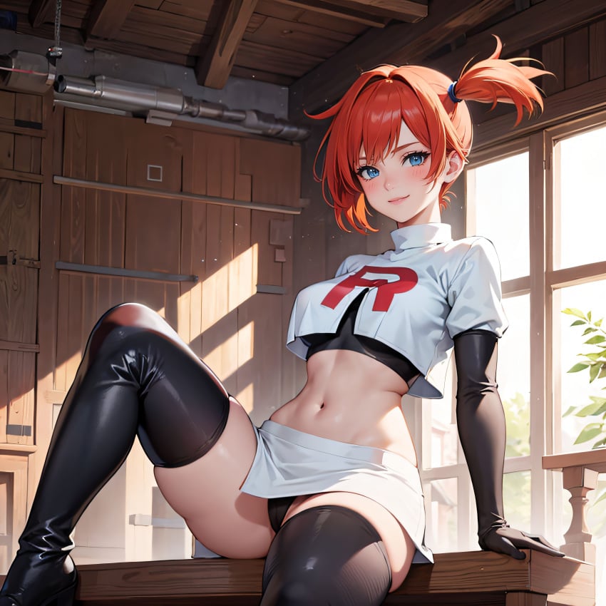 1girls ai_fishball ai_generated corruption enemy_conversion female female_focus female_only kasumi kasumi_(pokemon) panchira panchira_(sitting) pokemon pokemon_trainer tagme team_rocket team_rocket_grunt team_rocket_grunt_(female)