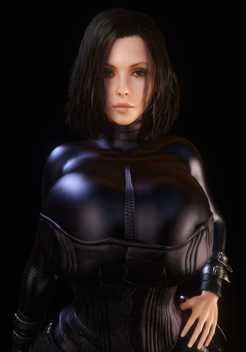 1girls 3d 3d_(artwork) alternate_breast_size black_bodysuit black_corset black_hair bodysuit breasts breasts_bigger_than_head child_bearing_hips clothed clothed_female corset female female female_only female_solo fully_clothed gigantic_breasts hand_on_hip hand_on_own_hip hourglass_figure huge_breasts looking_at_viewer selene_(underworld) skin_tight solo solo_female tight_clothing top_heavy top_heavy_breasts underworld upper_body vaako vampire vampire_girl wide_hips