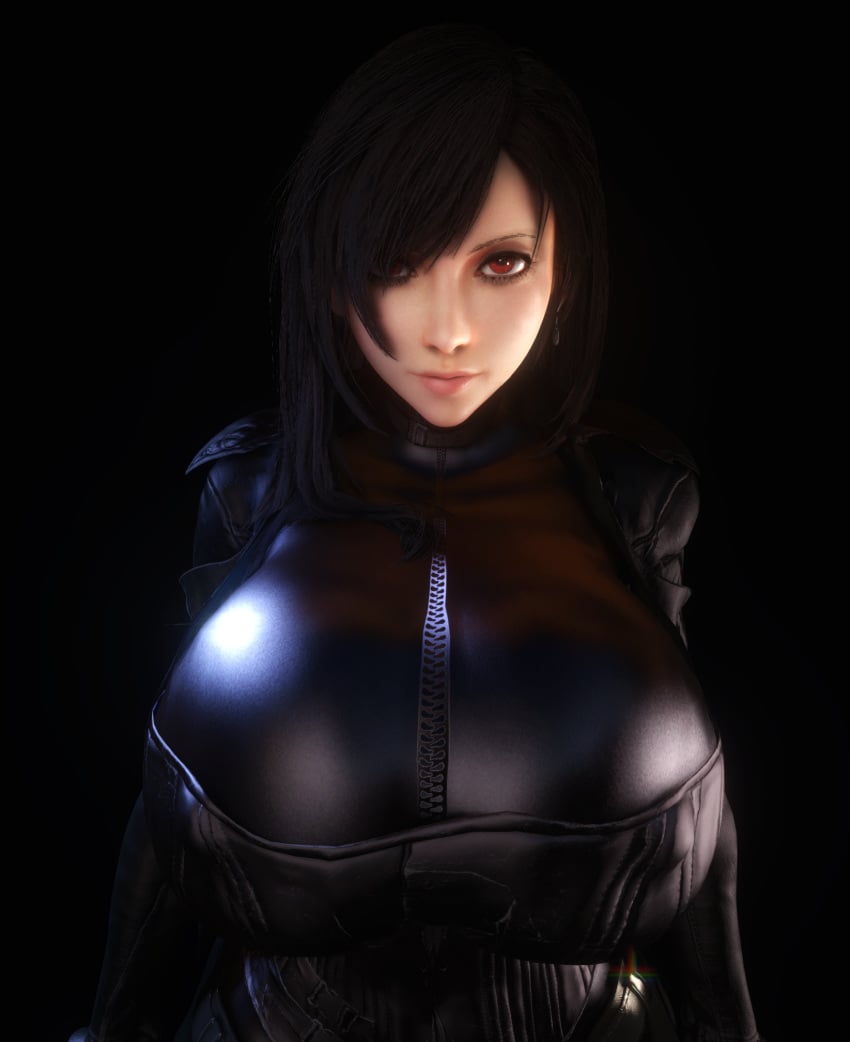 1girls 3d 3d_(artwork) alternate_breast_size asymmetrical_hair black_bodysuit black_corset black_hair bodysuit breasts breasts_bigger_than_head breasts_bigger_than_torso clothed clothed_female corset enormous_breasts female female female_only female_solo final_fantasy final_fantasy_vii final_fantasy_vii_remake fully_clothed gigantic_breasts hair_over_one_eye hourglass_figure huge_breasts red_eyes small_waist solo solo_female thin_waist tifa_lockhart top_heavy upper_body vaako wide_hips