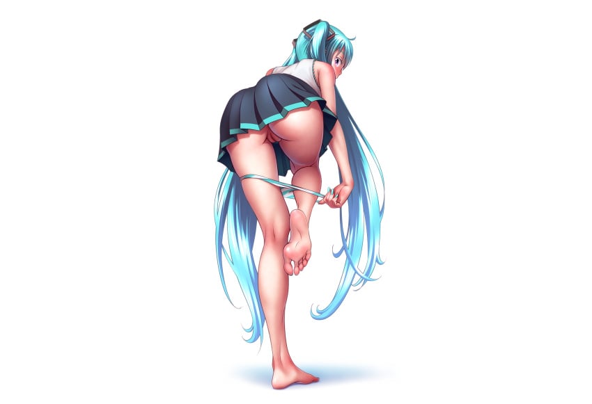 ass hatsune_miku panty_pull third-party_edit uncensored undressing vocaloid white wokada