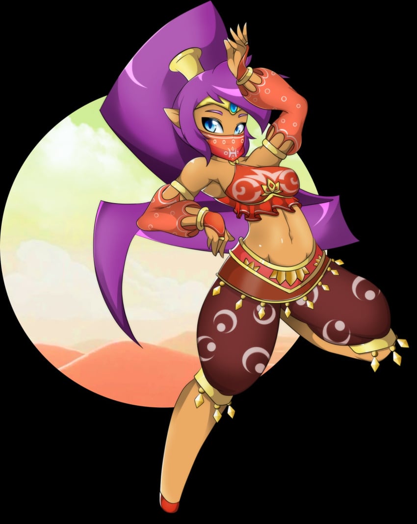 1girls bare_midriff bare_shoulders belly_button belly_dancer belly_dancer_outfit blue_eyes brown_skin dancer dancer_girl dancer_outfit face_veil female female_only gerudo_outfit gerudo_set_(zelda) gerudo_sirwal gerudo_top gerudo_veil gold_tiara golden_tiara harem_girl harem_jewelry harem_outfit harem_pants long_hair long_ponytail midriff navel ponytail purple_hair red_harem_pants red_silk red_sleeves red_topwear see-through see-through_clothing shantae shantae_(character) silk sleeves solo tiara topwear veil