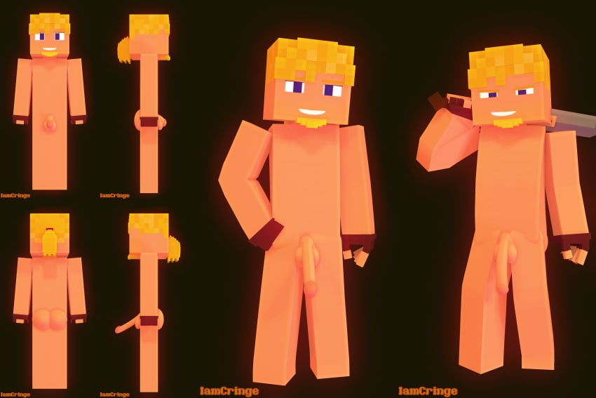 1boy 3d blonde_male blue_eyes character_profile human_male humanoid_penis iamcringe knight male male_only mine-imator minecraft nude_male shawn_valeraine_(iamcringe) tagme