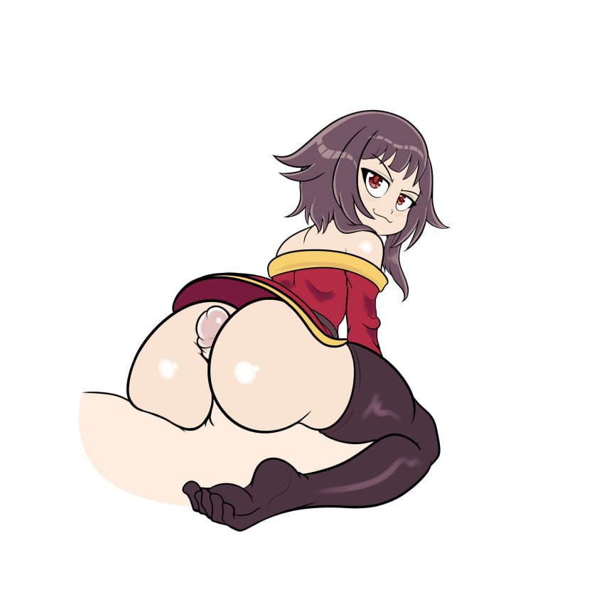 1boy 1girls ass bottom_heavy buttjob drillslewds kono_subarashii_sekai_ni_shukufuku_wo! looking_back male_pov megumin pov