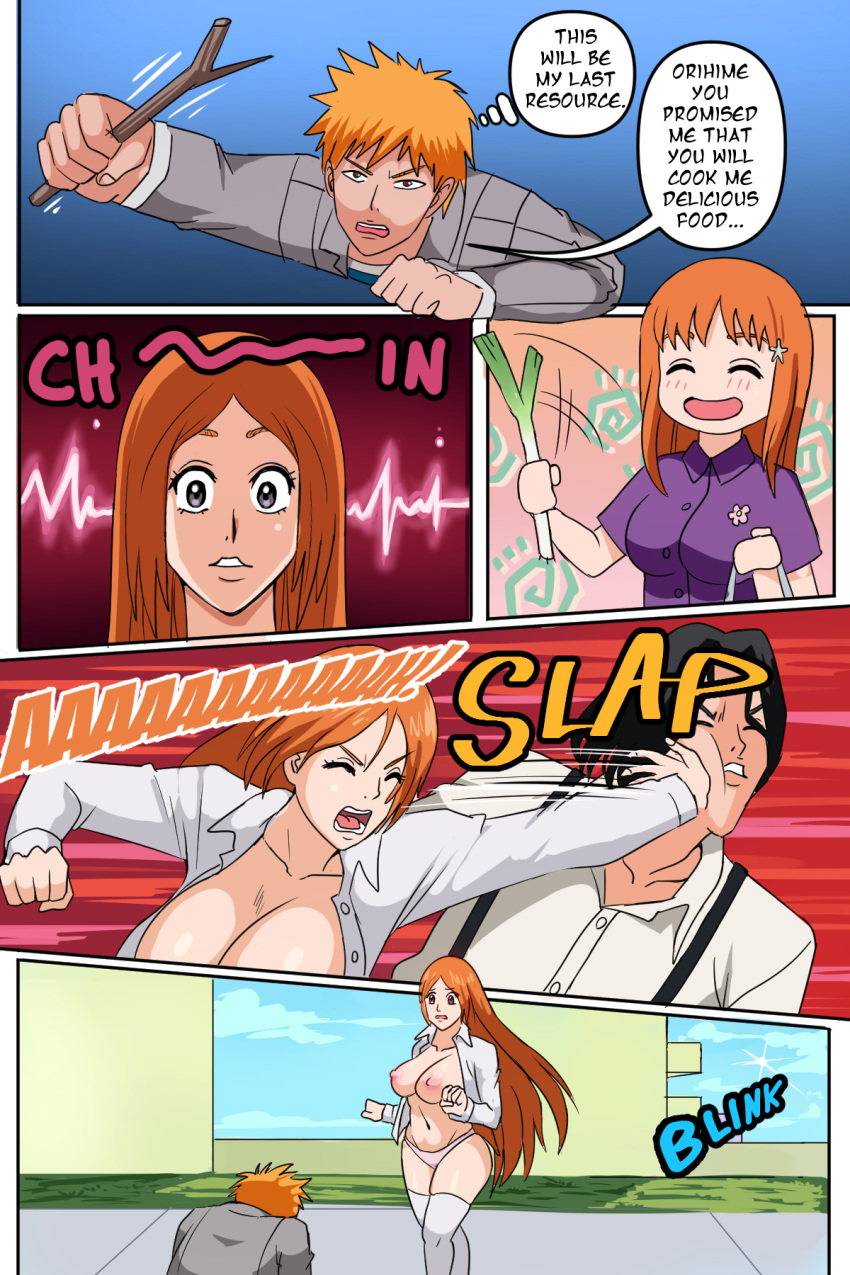 big_breasts black_hair bleach female ichigo_kurosaki inoue_orihime long_hair memory_alteration mind_control orange_hair pinkpawg straight tsukishima_shuukurou