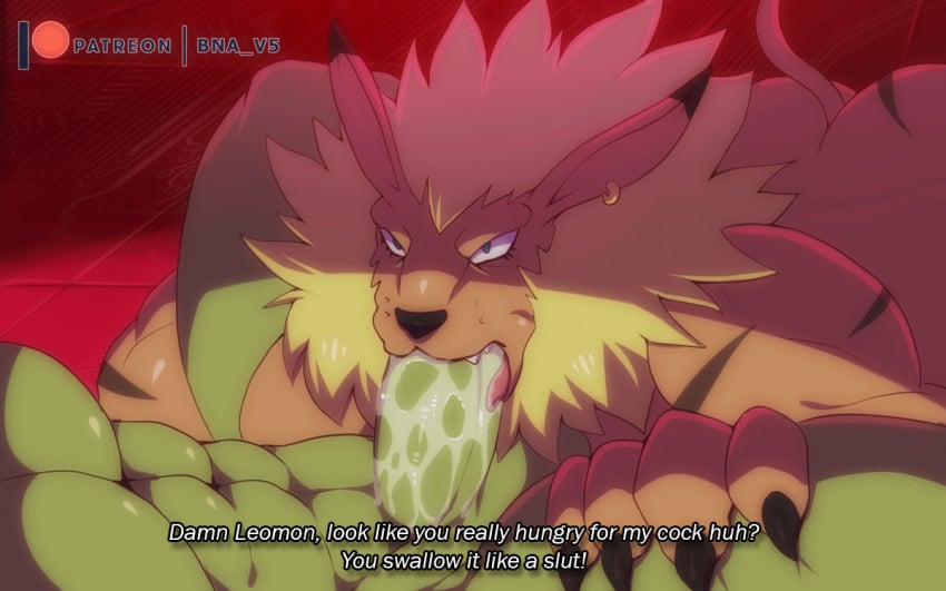 animated anthro blowjob bna_v5 digimon fellatio gay leomon lion male male/male male_only ogre ogremon oral penis yaoi