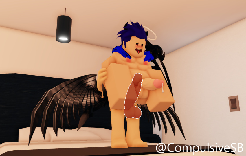 2boys 3d belly_bulge big_penis blue_hair carrying_position cock_bulge compulsivesb cum_drip gay gay_anal gay_domination gay_sex hotel hotel_room male penetration roblox robloxian satisfied_look scythe self_upload stomach_bulge tagme weapon wings x-ray yellow_hair