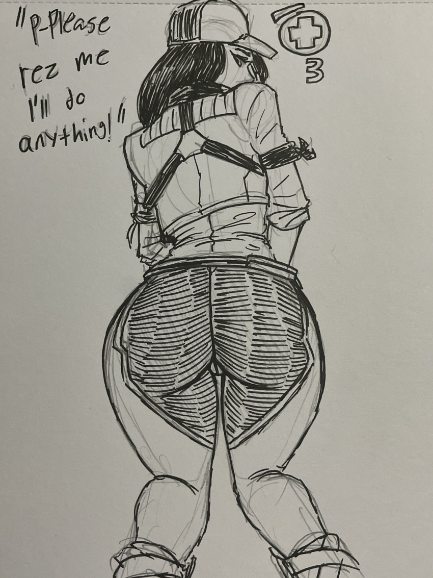 1girls ass begging bent_over bubble_butt dat_ass dialogue dumptruck_ass dumptruck_butt fat_ass female female_only fortnite gameplay_mechanics humble_shark looking_at_viewer on_knees on_the_ground remedy_(fortnite) text traditional_media_(artwork)