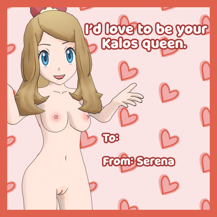 1girls 2024 blonde_hair blue_eyes female looking_at_viewer message naked naked_female nude nude_female palentine's_day_serena pokemon pokemon_masters pokemon_masters_ex pokemon_xy pose posing reaching_out reaching_towards_viewer saucemon7 serena_(pokemon) solo solo_female solo_focus text valentine's_day valentines_day_card