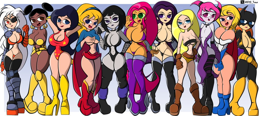 11girls 6+girls alien alien_girl alien_humanoid amazonian barbara_gordon batgirl batman_(series) belt big_breasts bimbo blackfire bumblebee_(dc) bumblebee_(teen_titans_go!) cartoon_network clothing dark_skin dc dc_comics donna_troy female female_only footwear goth group handwear high_boots high_heels huge_breasts human humanoid jinx_(dc) kara_danvers kara_zor-el kara_zor-l karen_beecher karen_starr komand'r koriand'r kryptonian large_breasts latex multiple_girls navel oppai pale_skin pink_hair power_girl power_girl_(teen_titans_go) rachel_roth ravager_(dc) raven_(dc) raven_(teen_titans_go!) rose_wilson rose_wilson_(teen_titans_go!) starfire starfire_(teen_titans_go!) supergirl superman_(series) tamaranean tara_markov teen_titans teen_titans_go teen_titans_go_to_the_movies terra_(dc) trece-013 warner_brothers wonder_girl wonder_woman_(series)