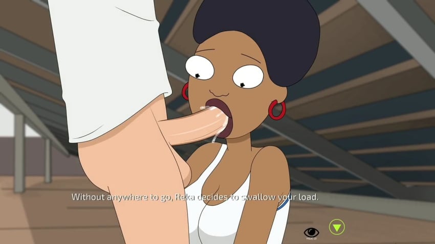 blowjob cheerleader cheerleader_uniform cum cum_in_mouth dark-skinned_female ferdafs grace_smith_(rick_and_morty) morty_smith reka_(rick_and_morty) rick_and_morty rick_and_morty:_a_way_back_home