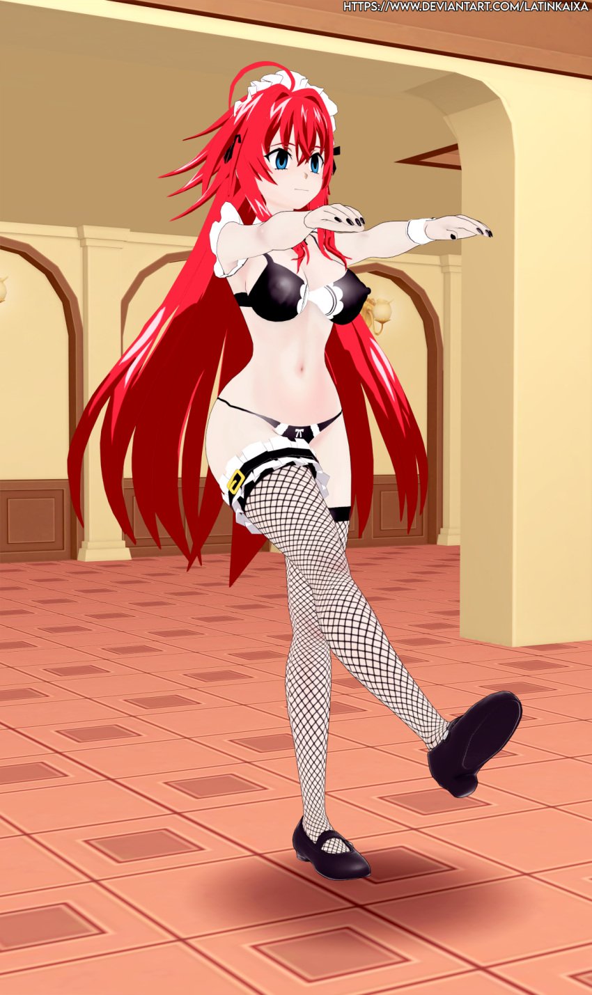 3d femsub high_school_dxd large_breasts latinkaixa long_hair maid red_hair rias_gremory zombie_walk