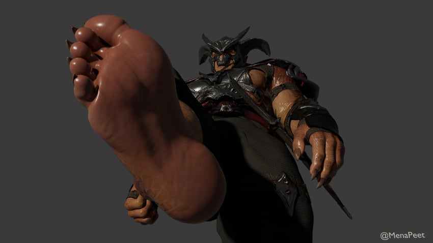 1boy 2_horns bara dragon_humanoid feet general_shao male_only menapeet_(artist) mortal_kombat mortal_kombat_1_(2023) shao_kahn