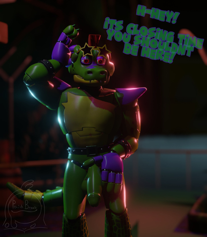 alligator alligator_tail alligatorid alligatorid_humanoid animatronic anthro background biceps body_markings crocodile crocodile_tail crocodilian crocodylid dialogue dialogue_bubble english english_dialogue english_text facial_markings five_nights_at_freddy's five_nights_at_freddy's:_security_breach flaccid flaccid_penis fnaf green_body green_glans green_penis hand_on_penis lighting_bolt looking_at_viewer machine male male_focus male_only mohawk mohawk_(hairstyle) montgomery_gator_(fnaf) muscular muscular_anthro muscular_arms muscular_male muscular_thighs non-human non_mammalian_nipples pauldrons pink_glans polishbonnie red_hair reptile reptile_humanoid robot robot_humanoid scottgames simple_background solo solo_focus solo_male spiked_bracelet spotted_body steel_wool_studios sunglasses_on_head tail tail_markings tattoo two_tone_body two_tone_fur