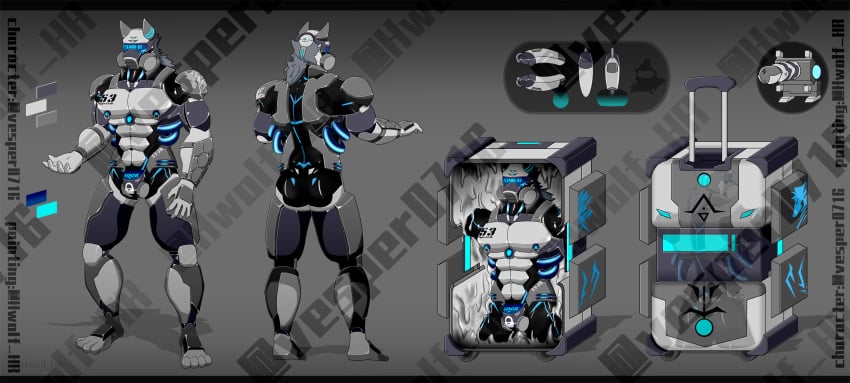 android anthro anthro_only canid canine canis feet genitals hi_res humanoid_genitalia humanoid_penis hwolfhr luggage machine male male_only mammal mechanical_penis penis robot solo type_53_sr(vesper0716) wolf