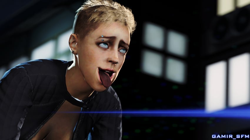 1girls 4k ahe_gao blonde_hair blue_eyes breasts call_of_duty call_of_duty_black_ops_2 chloe_lynch cleavage eyebrow_piercing female female_only gamir_sfm nose_piercing piercing punk_girl source_filmmaker tongue tongue_out treyarch