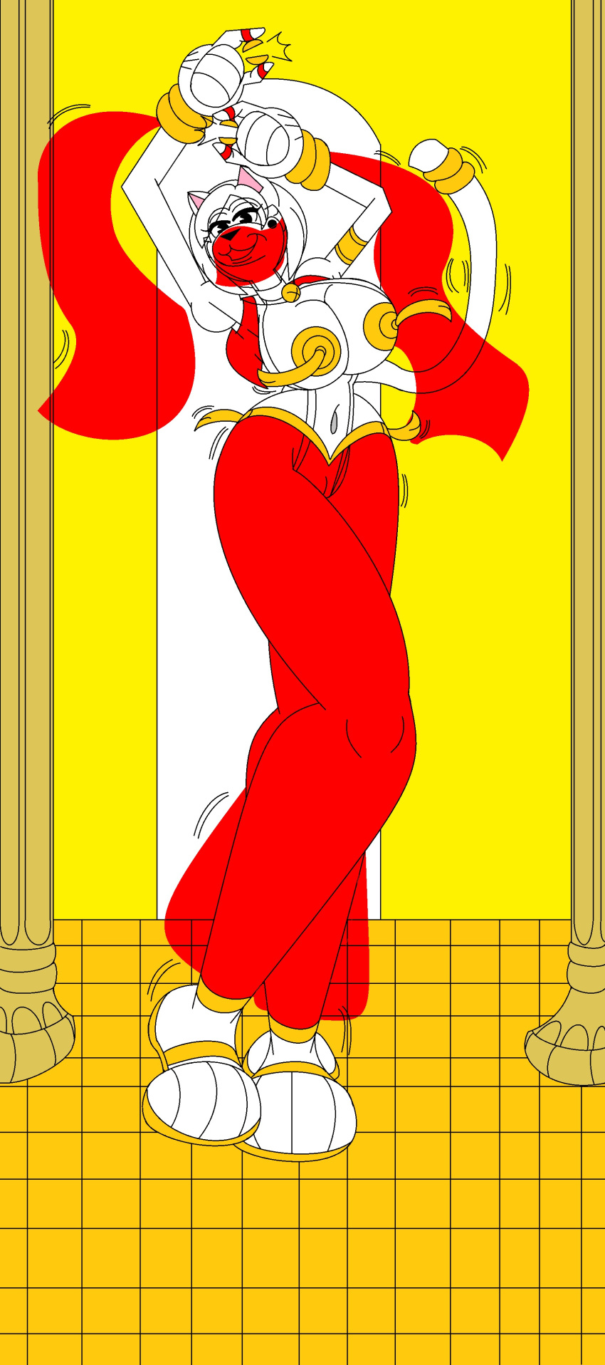 1girls belly_dance belly_dancer belly_dancer_outfit belly_dancing cartoony catgirl female female_only fetichi_the_cat furry gold_(metal) gold_jewelry harem_girl harem_outfit harem_pants marlon64 microsoft_paint solo veil white_fur white_hair